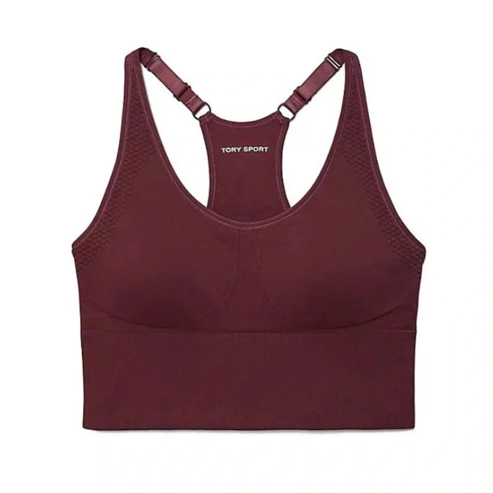 TORY BURCH Seamless Adjustable Long Bra - Winetasting Burgundy Medium